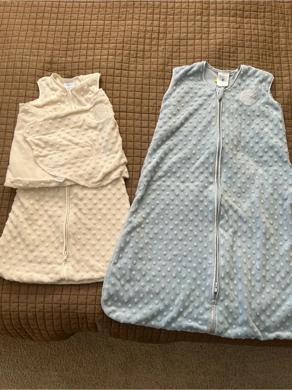 Halo SleepSack Swaddle Bundle Ivory S 3-6M + Blue L 12-18M